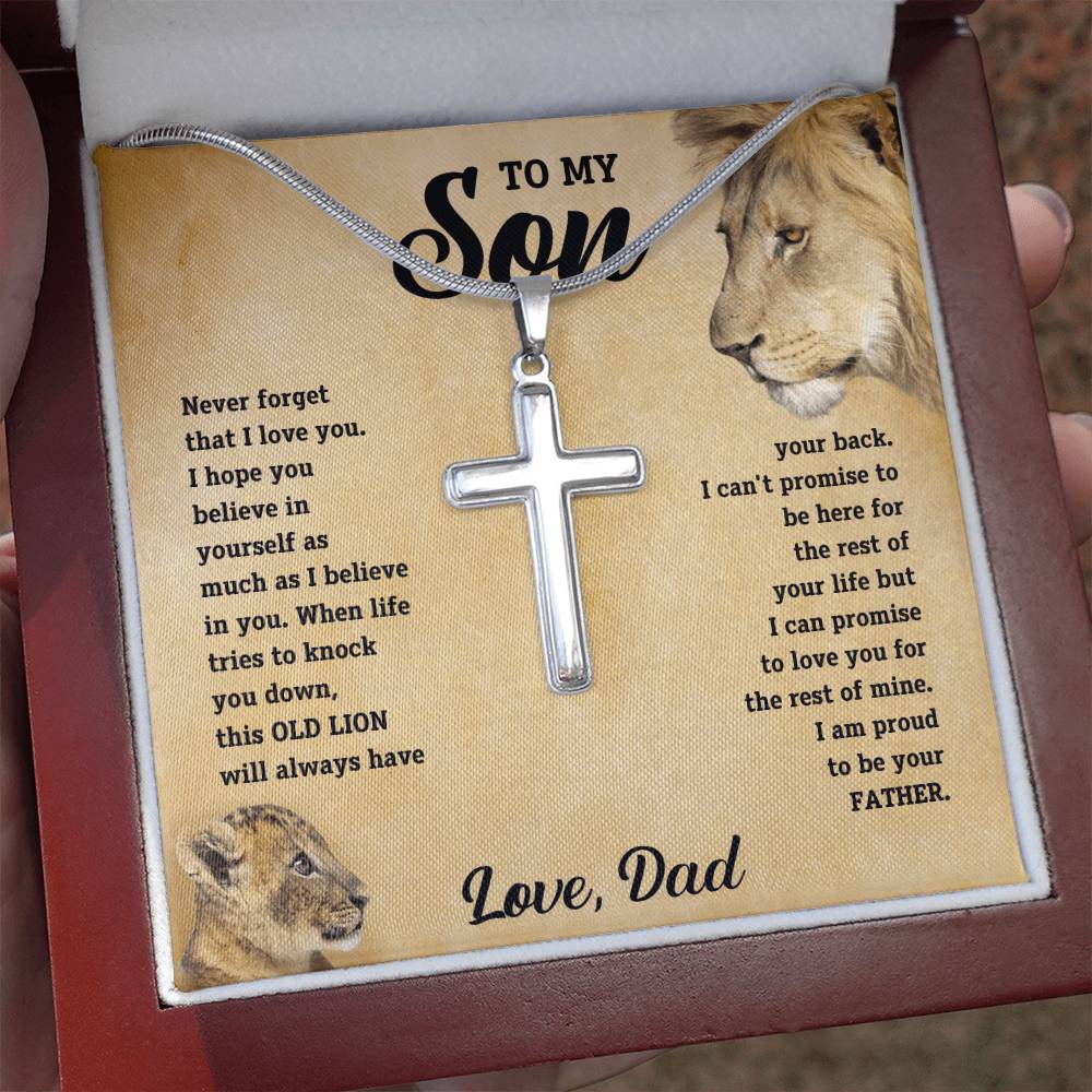 Son "Believe In Yourself" Cross Necklace From Dad