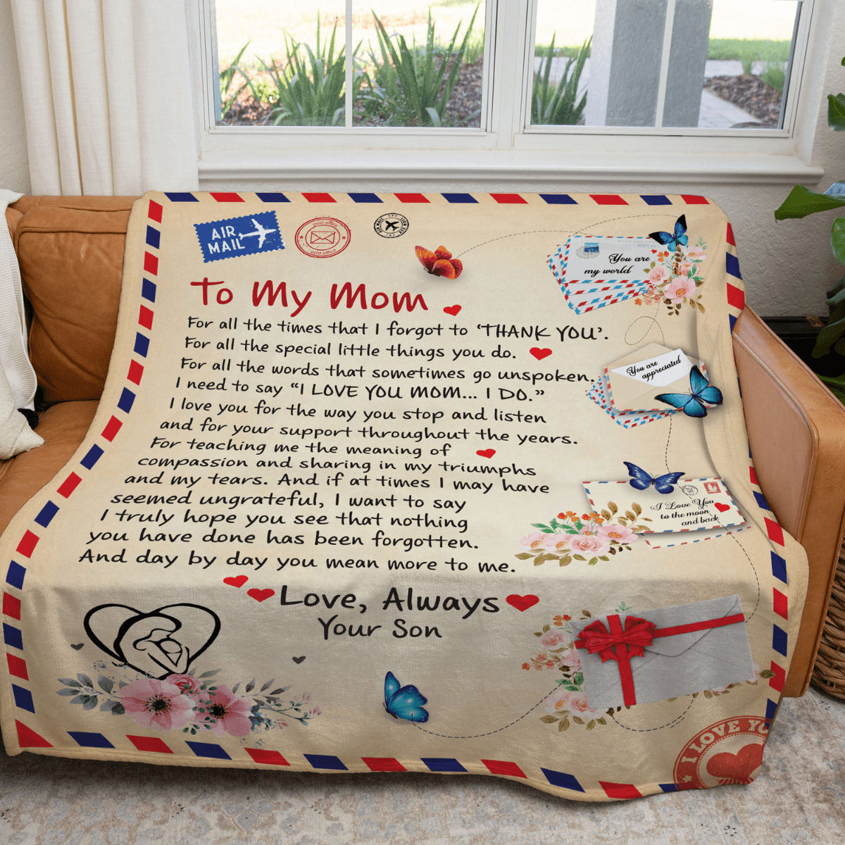 Mom - Personalized Post Card Blanket 50x60