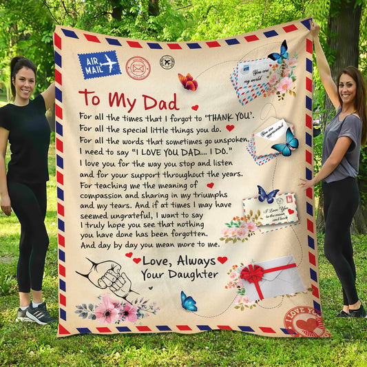 To Dad - Giant Post Card Blanket - Gift From Daughter